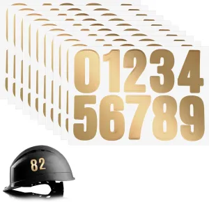 10 Sheets/100 PCS Baseball Helmet Numbers, 1 X 1.5 Inch Vinyl, Adhesive Waterproof Football Helmet Stickers, Gold Numbers for Baseball Hockey, Small