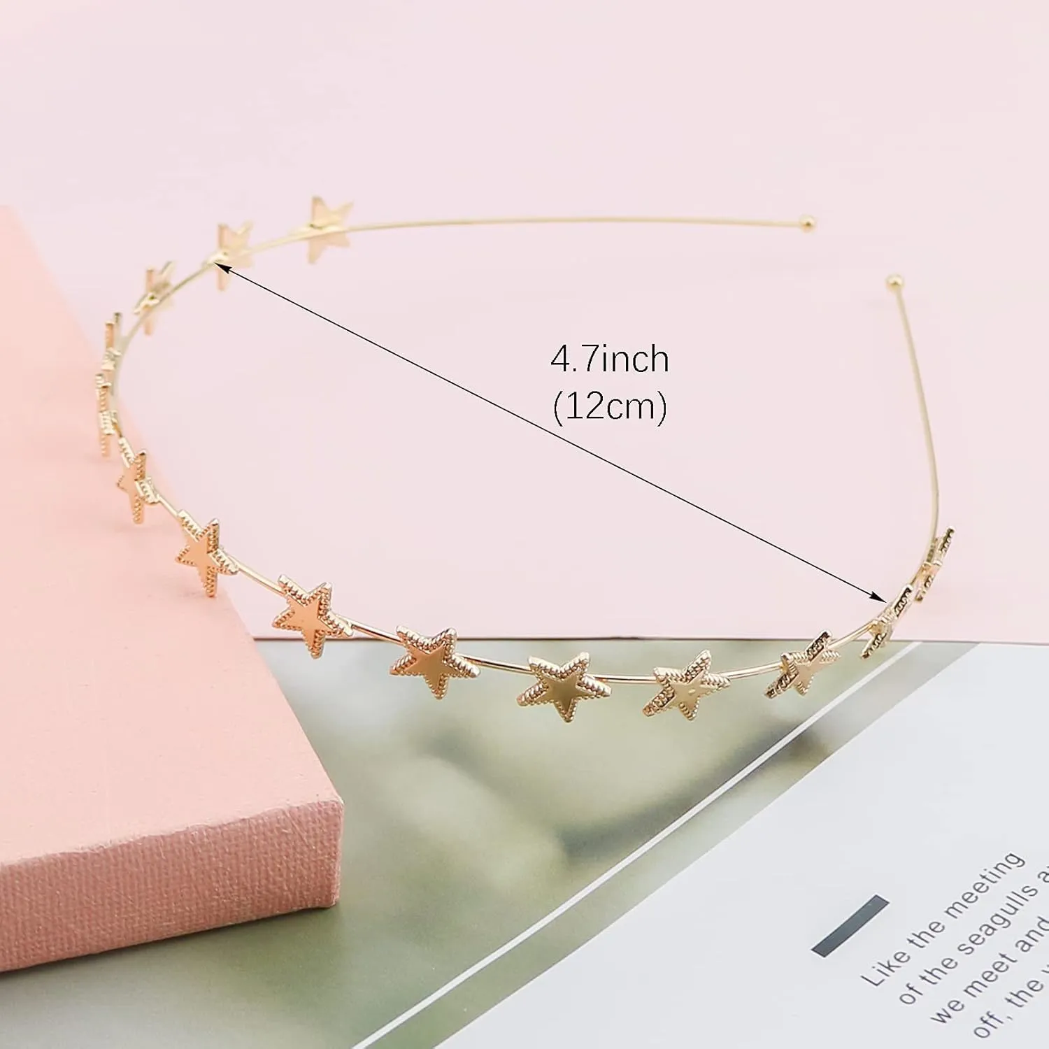 Aswewamt 2 PACK Alloy Five-pointed Star Headbands Bridal Hair Hoop Wedding Hair Accessories Ornaments for Elegant Women Girls (Gold)
