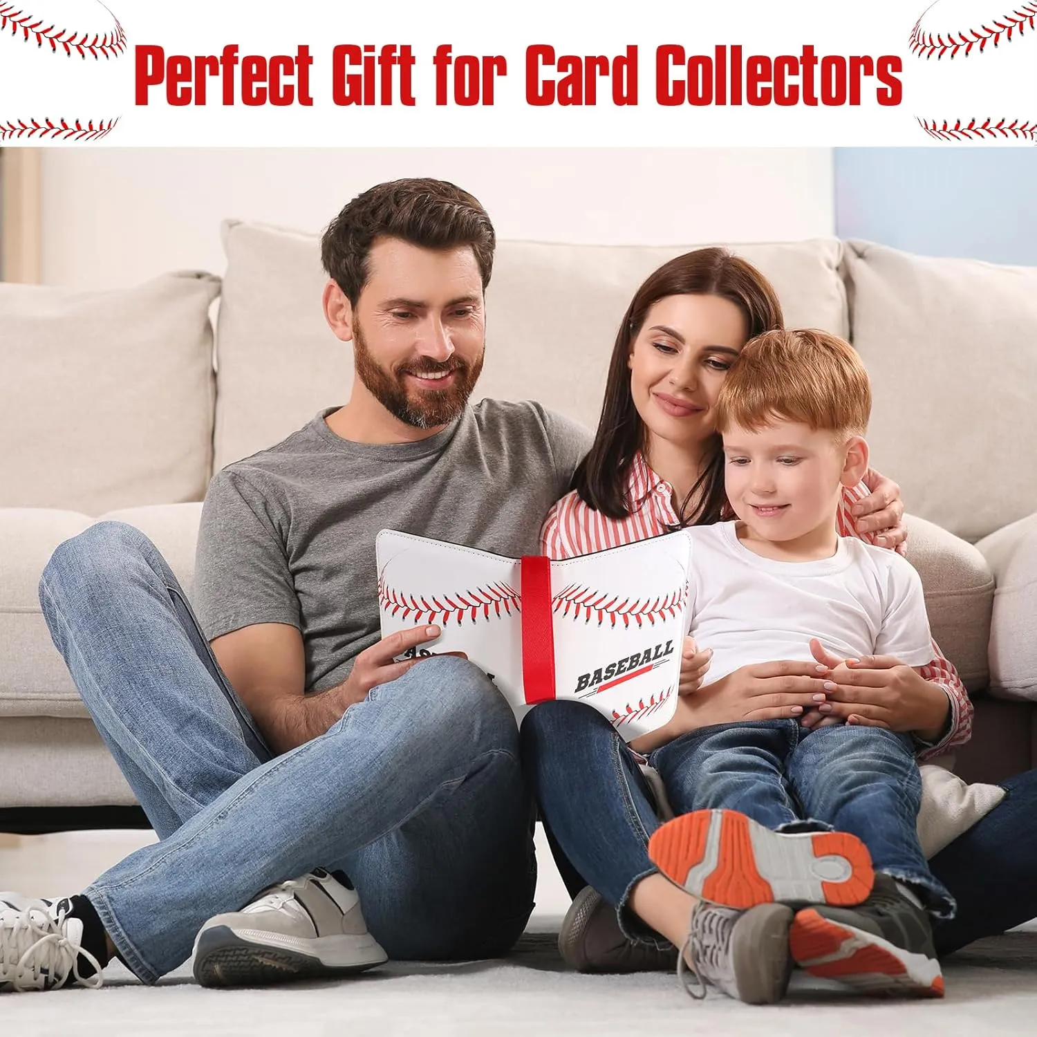 Baseball Card Binder 4 Pocket Gifts for Boys Girls, Waterproof 400 Pockets Card Holder Album with 50 Removable Sleeves for Trading Card - Binder Display Storage Carrying Case for Baseball Cards