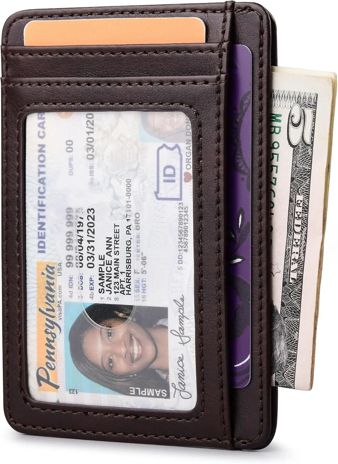Buffway Slim Minimalist Front Pocket RFID Blocking Leather Wallets for Men and Women