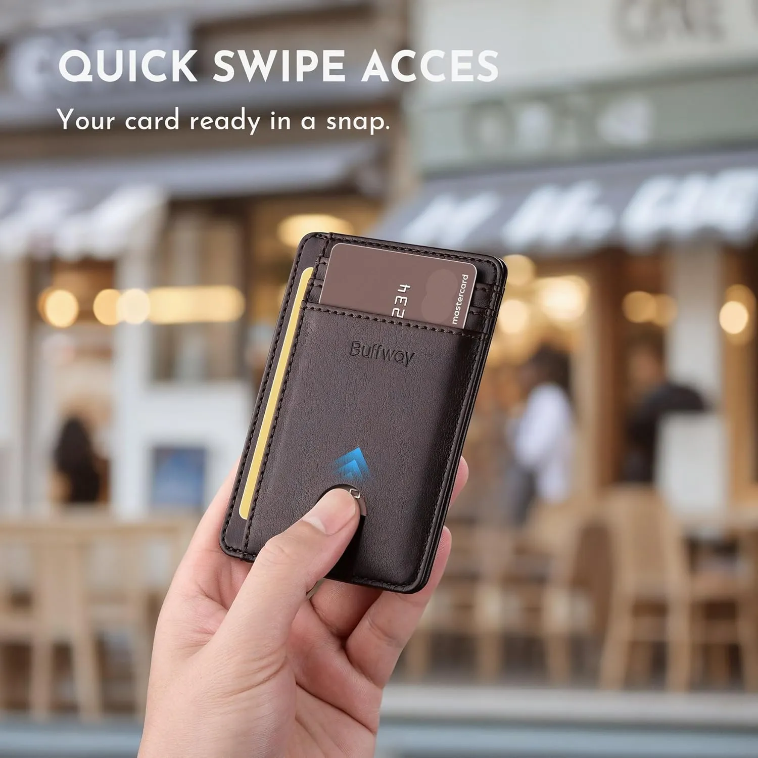 Buffway Slim Minimalist Front Pocket RFID Blocking Leather Wallets for Men and Women