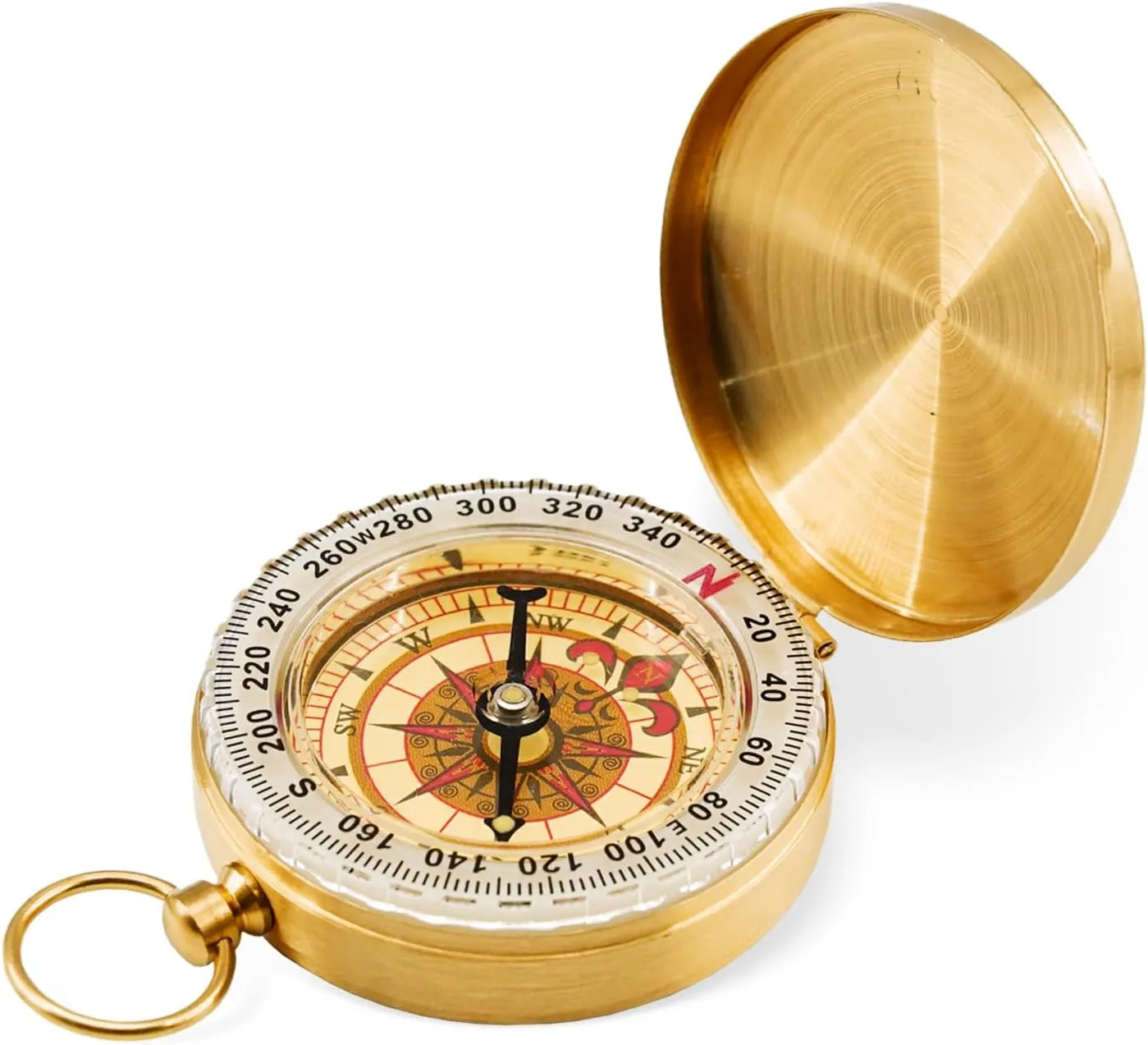 Camping Survival Compass, Brass Pocket Compass Glow in The Dark Survival Gear for Hiking Camping Hunting Navigation