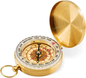 Camping Survival Compass, Brass Pocket Compass Glow in The Dark Survival Gear for Hiking Camping Hunting Navigation