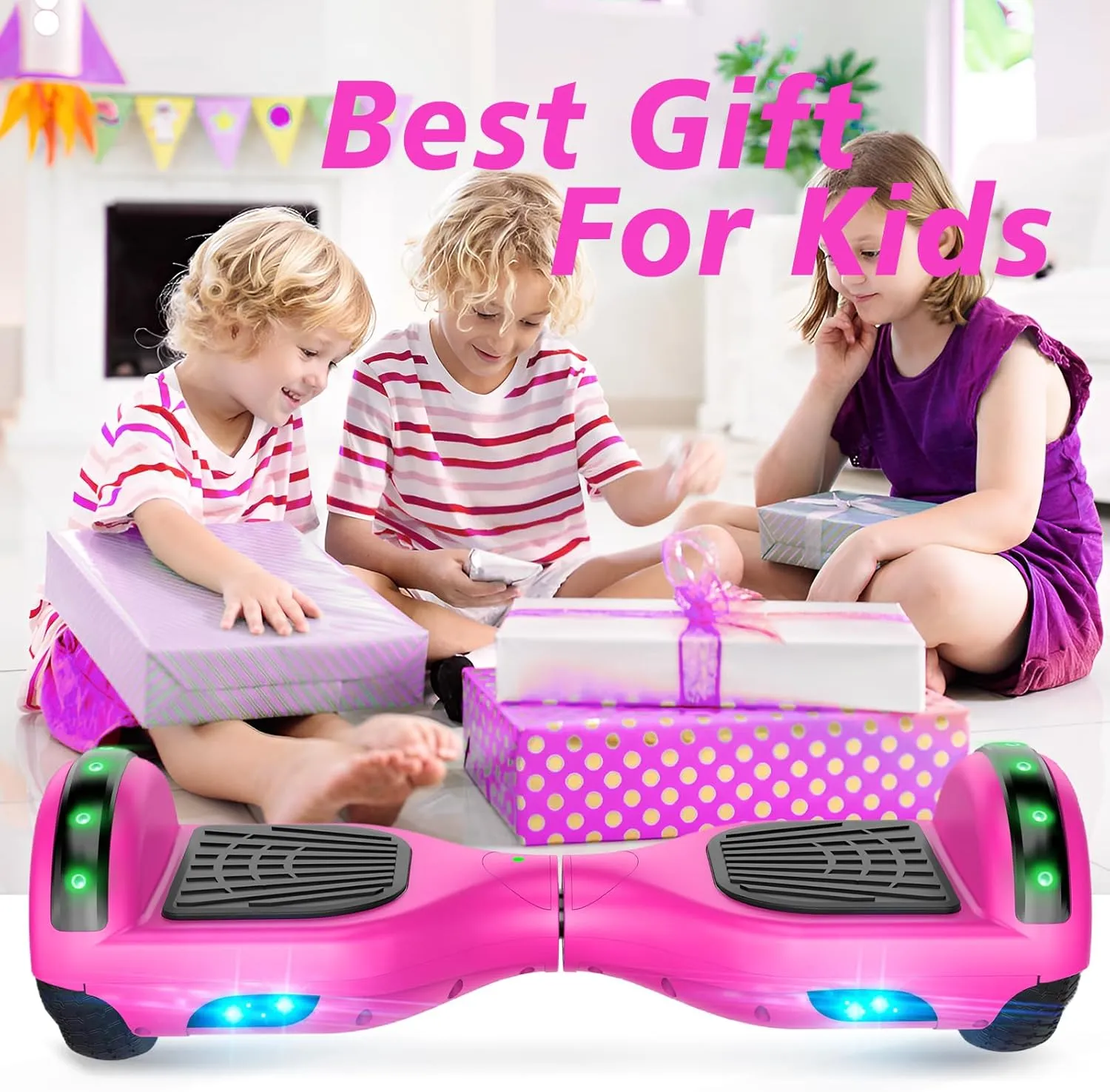 CBD Scooter with Corlorful LED Lights,6.5" Wheels, Dual 300W Motor Scooter for Kids Girls Boys Adults, All Ages
