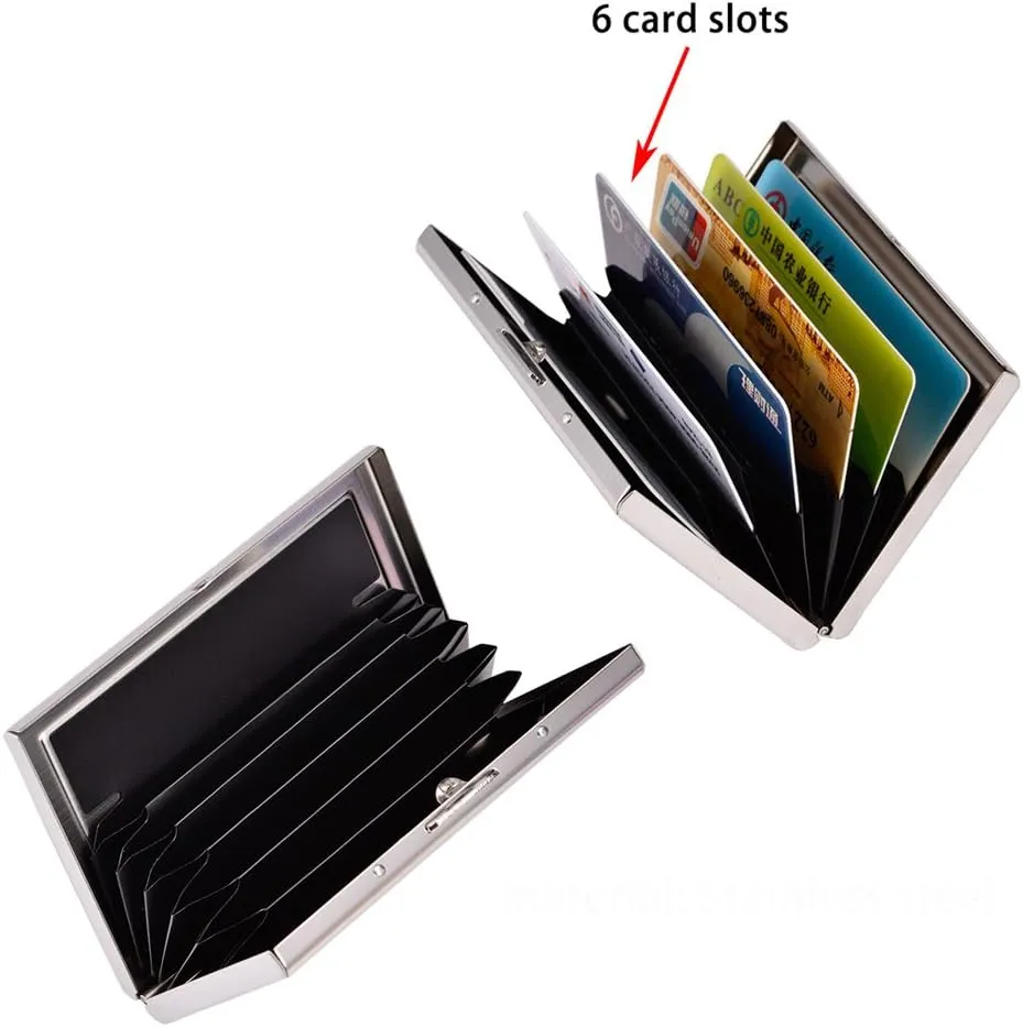 EASTNIGHTS RFID Credit Card Holder Metal Wallet Stainless Steel Credit Card Protector Case for Men or Women