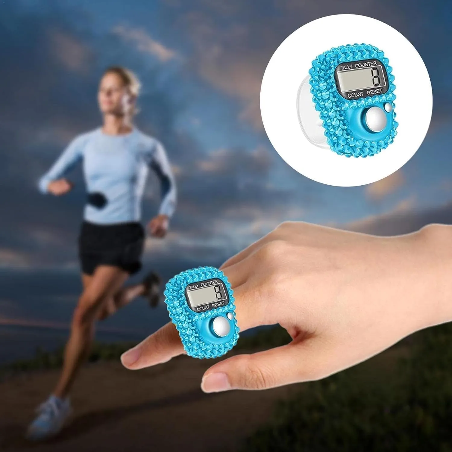 Electronic Finger Tally Counter Clicker Counter,Convenient Portable Digital Display Tally Counter,Resettable Mini Lap Counter for Golf Goods Counting Accessories,Track and Field Lap Counters
