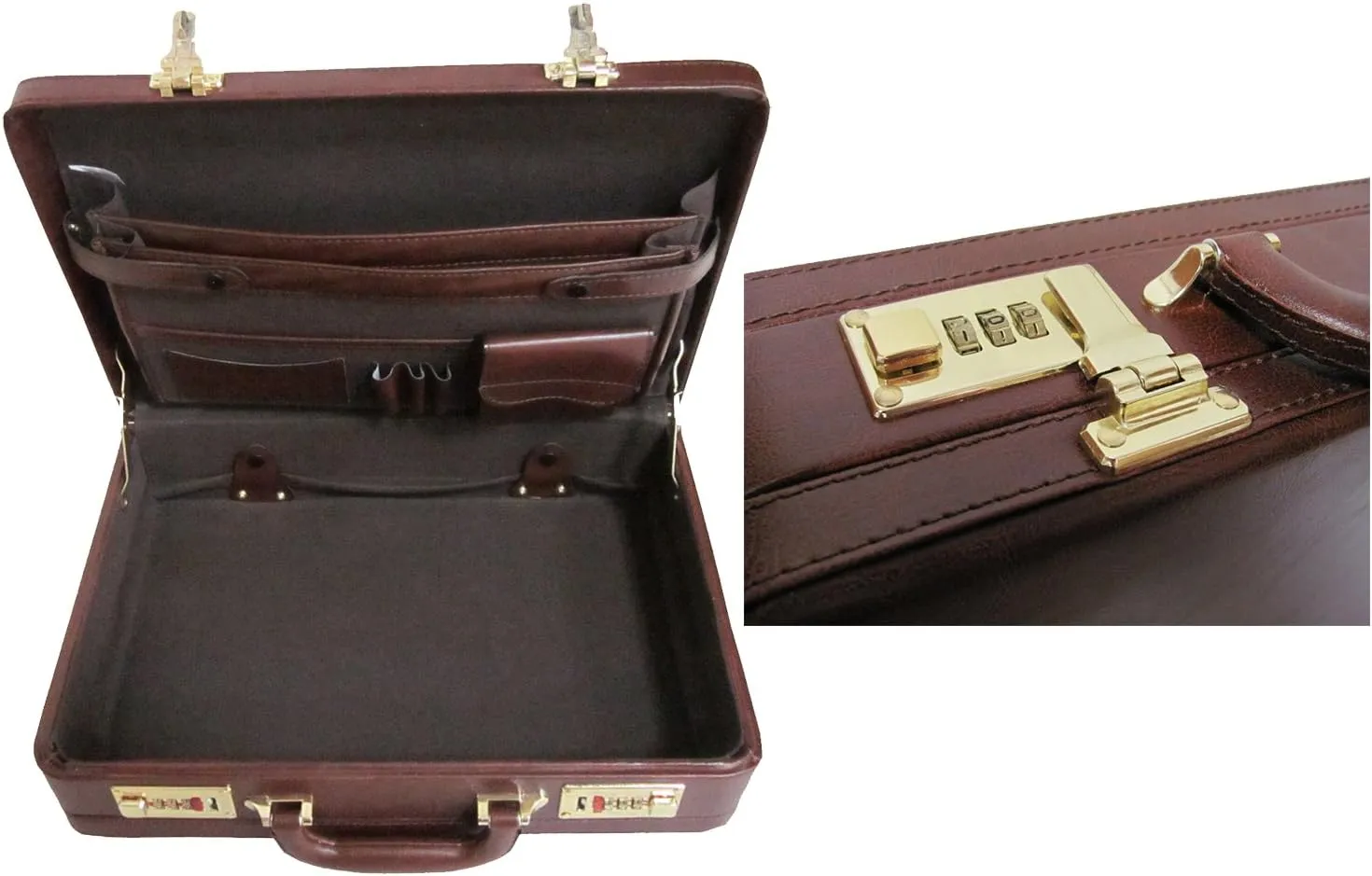 Expandable Executive Faux Leather Attache Case (#2893-89)