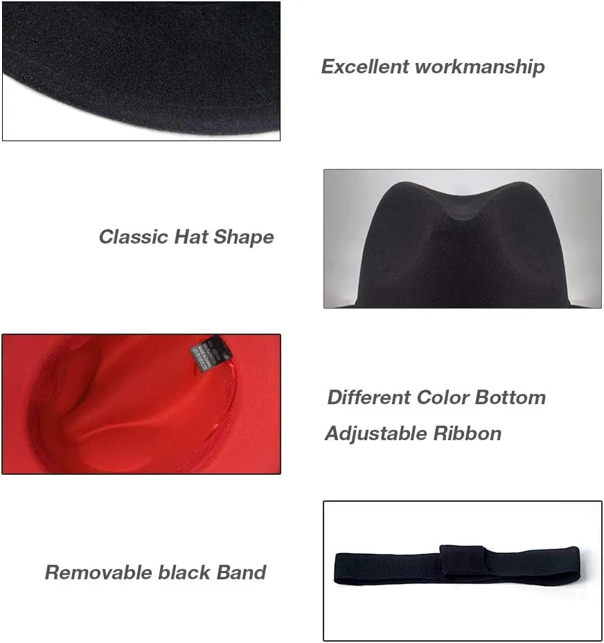 FADACHY Trendy Fedora Hats for Men & Women Wide Brim Felt Hat Dress Panama Hat Two Tone Fedora