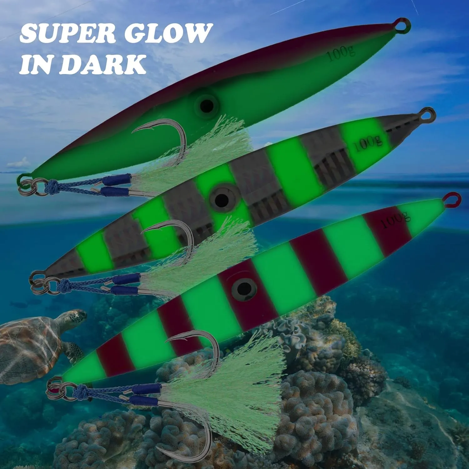 Fishing Jigs Vertical Saltwater Jigs Vertical Jigging Spoon Fishing Tuna Lures Boat Fishing Artificial Lures for Tuna, Grouper, Dogtooth, Snapper, Bass, Salmon/60g, 80g,120g