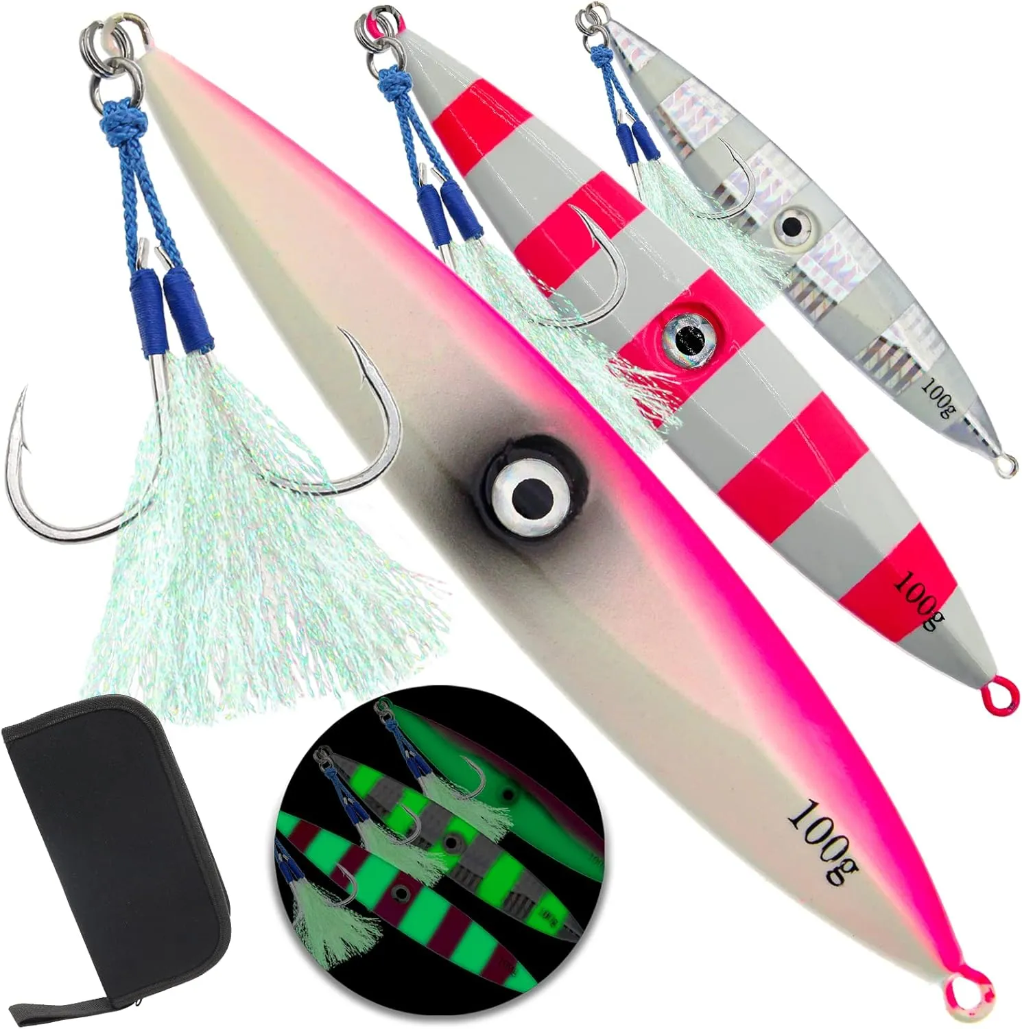Fishing Jigs Vertical Saltwater Jigs Vertical Jigging Spoon Fishing Tuna Lures Boat Fishing Artificial Lures for Tuna, Grouper, Dogtooth, Snapper, Bass, Salmon/60g, 80g,120g