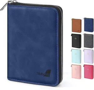 Forvencer Passport Holder Cover with Safe Zipper Closure, Premium Passport Wallet for Travel, Sleek RFID Blocking Card Case, Waterproof Travel Accessories for Men, Navy Blue