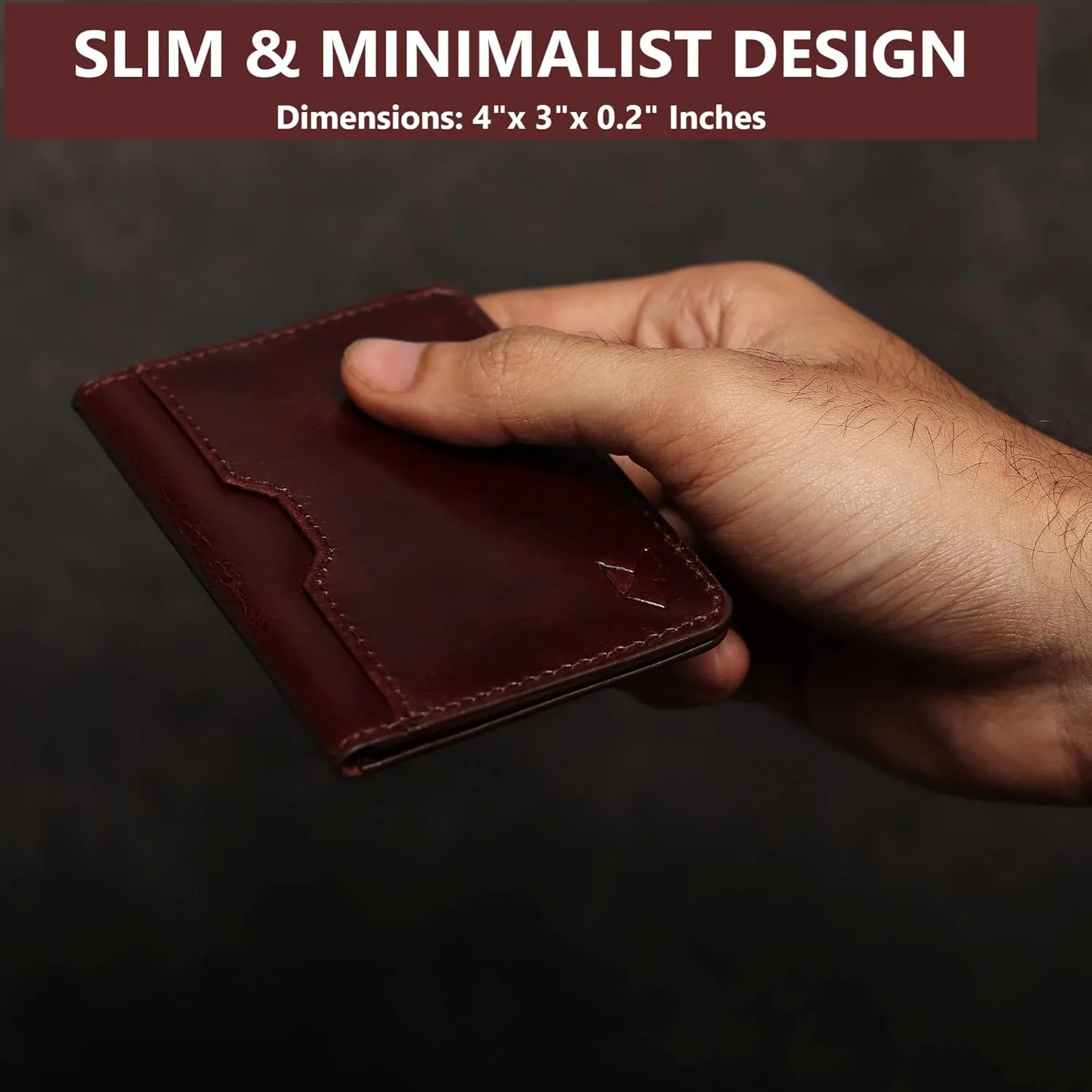 FOXHACKLE Leather Credit Card Holder Wallet for Men and Women, Thin Bifold RFID Blocking Wallet, Slim Front Pocket Minimalist Wallet, Small Card Case