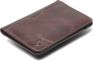 FOXHACKLE Leather Credit Card Holder Wallet for Men and Women, Thin Bifold RFID Blocking Wallet, Slim Front Pocket Minimalist Wallet, Small Card Case