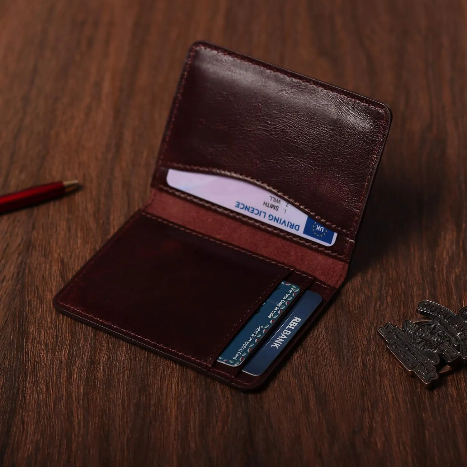 FOXHACKLE Leather Credit Card Holder Wallet for Men and Women, Thin Bifold RFID Blocking Wallet, Slim Front Pocket Minimalist Wallet, Small Card Case
