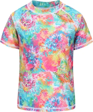 Girls Rash Guard Swimsuits Short Sleeve Swim Shirt for Kids Girls One Piece Bathing Suit Swimwear 7-16 Years