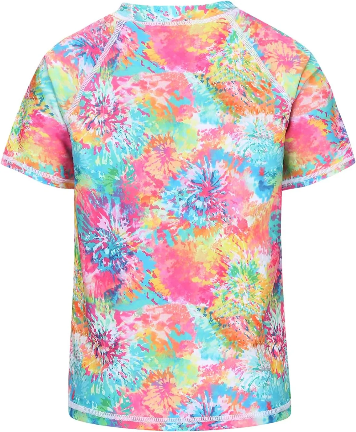 Girls Rash Guard Swimsuits Short Sleeve Swim Shirt for Kids Girls One Piece Bathing Suit Swimwear 7-16 Years