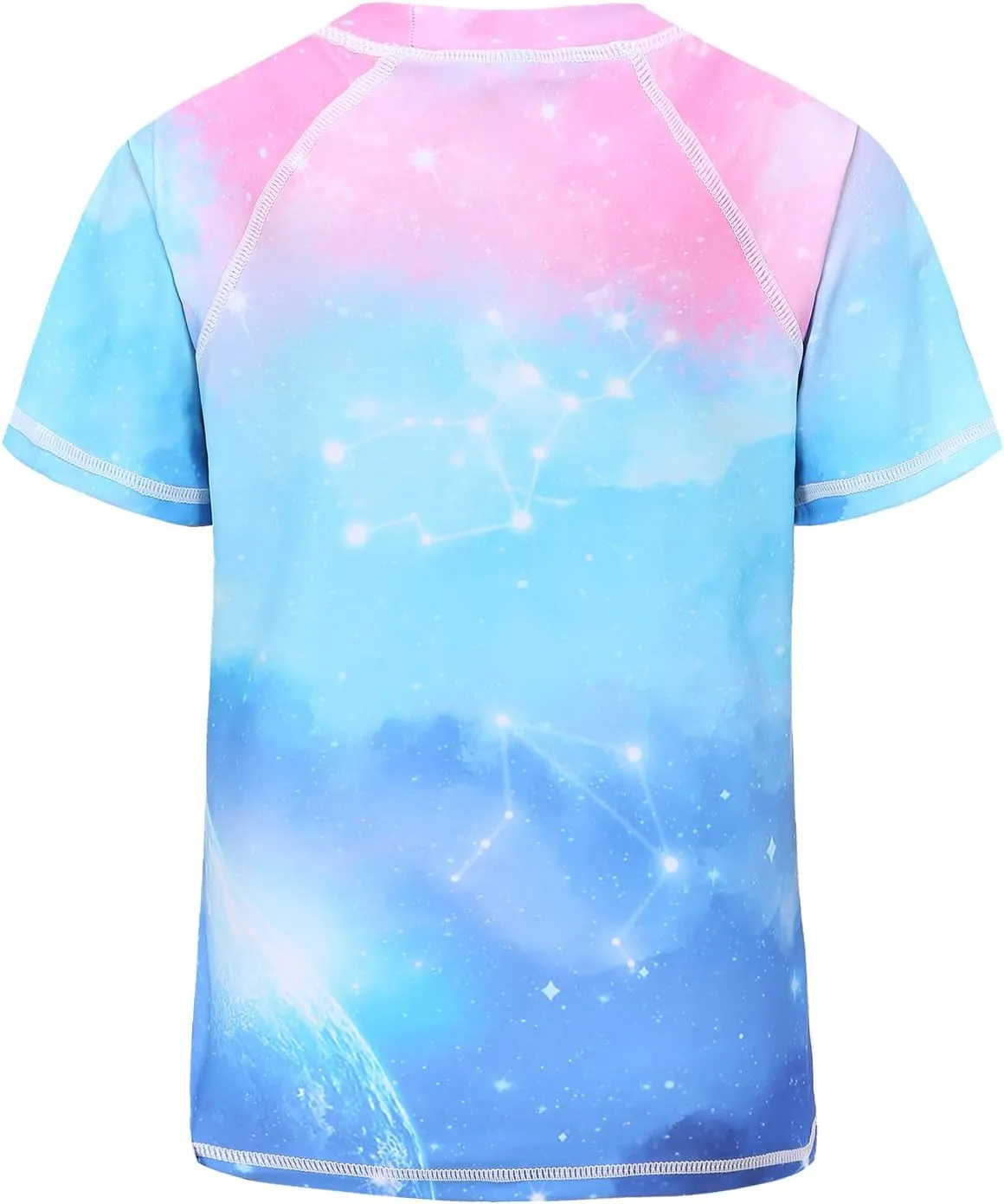 Girls Rash Guard Swimsuits Short Sleeve Swim Shirt for Kids Girls One Piece Bathing Suit Swimwear 7-16 Years