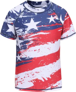 Girls Rash Guard Swimsuits Short Sleeve Swim Shirt for Kids Girls One Piece Bathing Suit Swimwear 7-16 Years