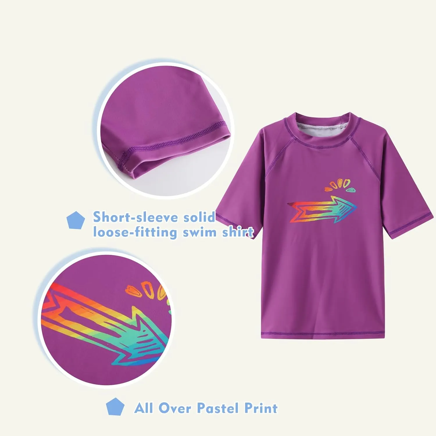 Girls Short Sleeve Rash Guard Swim Shirt for Girls Hawaiian Swimsuits UPF 50  Sun Protection Swim Top Bathing Suit 3-16 Years