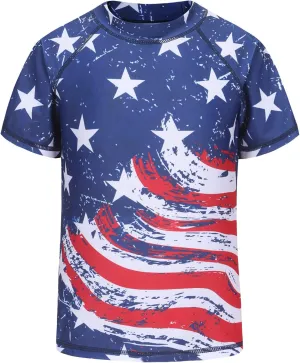 Girls Short Sleeve Rash Guard Swim Shirt for Girls Hawaiian Swimsuits UPF 50  Sun Protection Swim Top Bathing Suit 3-16 Years