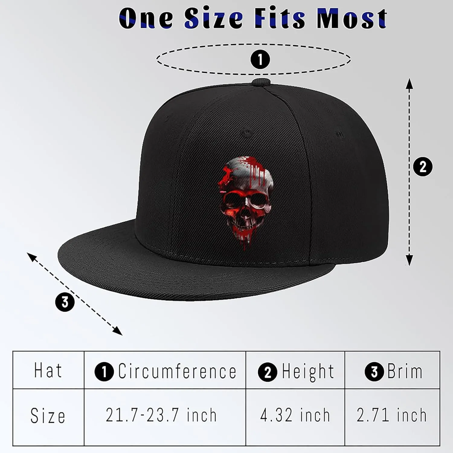 Horror Grim Reaper Scythe Hats Flat Bill Snap Back Hats for Men Flat Brim Black Baseball Cap Devil Skull Finger Snapback