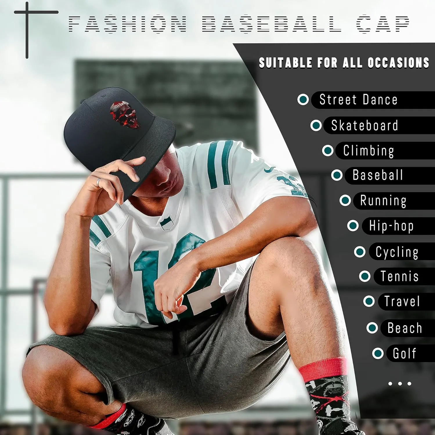 Horror Grim Reaper Scythe Hats Flat Bill Snap Back Hats for Men Flat Brim Black Baseball Cap Devil Skull Finger Snapback
