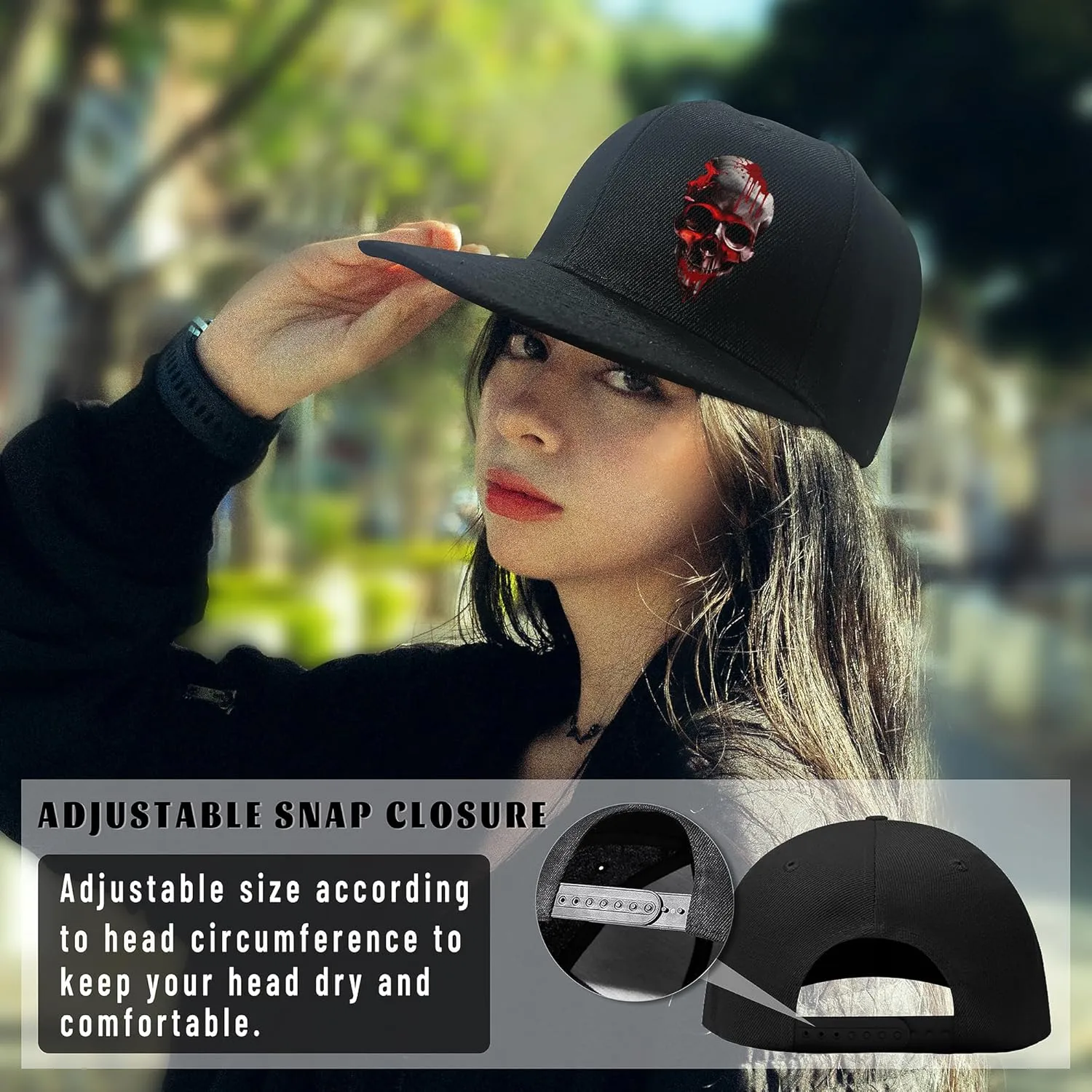 Horror Grim Reaper Scythe Hats Flat Bill Snap Back Hats for Men Flat Brim Black Baseball Cap Devil Skull Finger Snapback