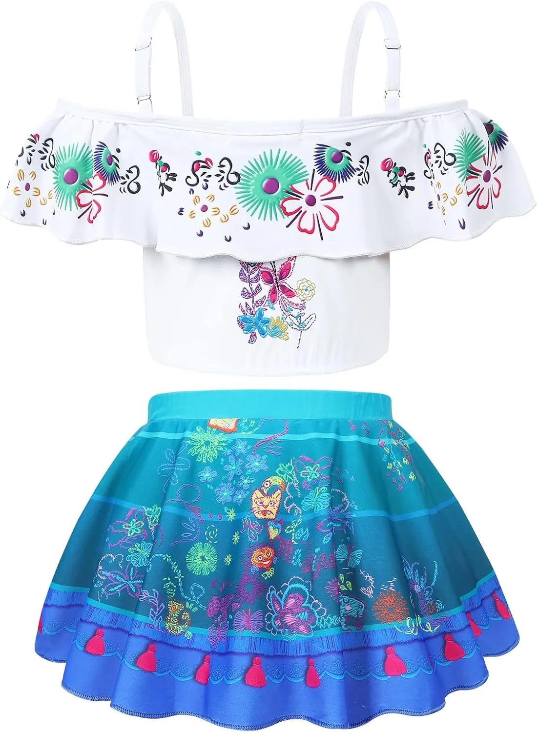 Jurebecia Girls 2 Pieces Swimsuit Princess Bikini Bathing Suit Tankini Magic Family Adventure Swimwear