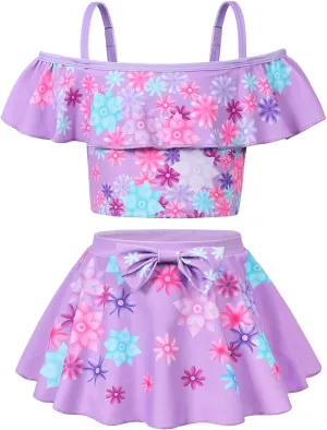 Jurebecia Girls 2 Pieces Swimsuit Princess Bikini Bathing Suit Tankini Magic Family Adventure Swimwear