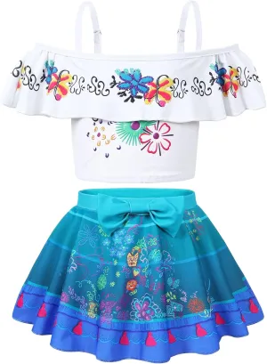 Jurebecia Girls 2 Pieces Swimsuit Princess Bikini Bathing Suit Tankini Magic Family Adventure Swimwear