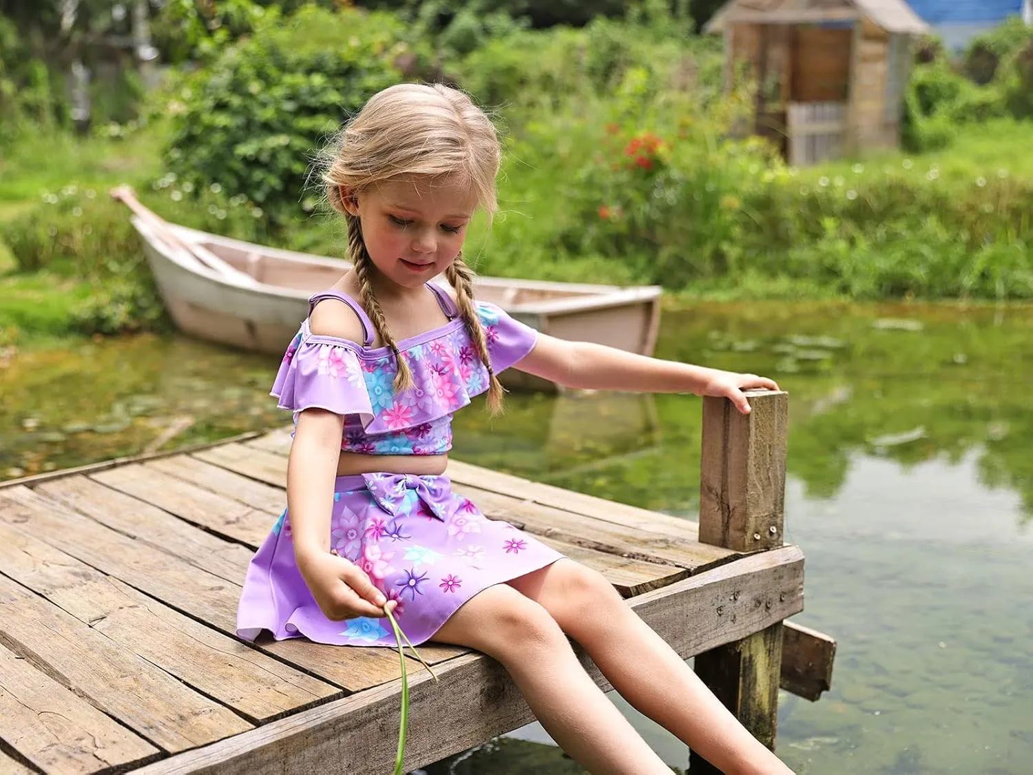 Jurebecia Girls 2 Pieces Swimsuit Princess Bikini Bathing Suit Tankini Magic Family Adventure Swimwear