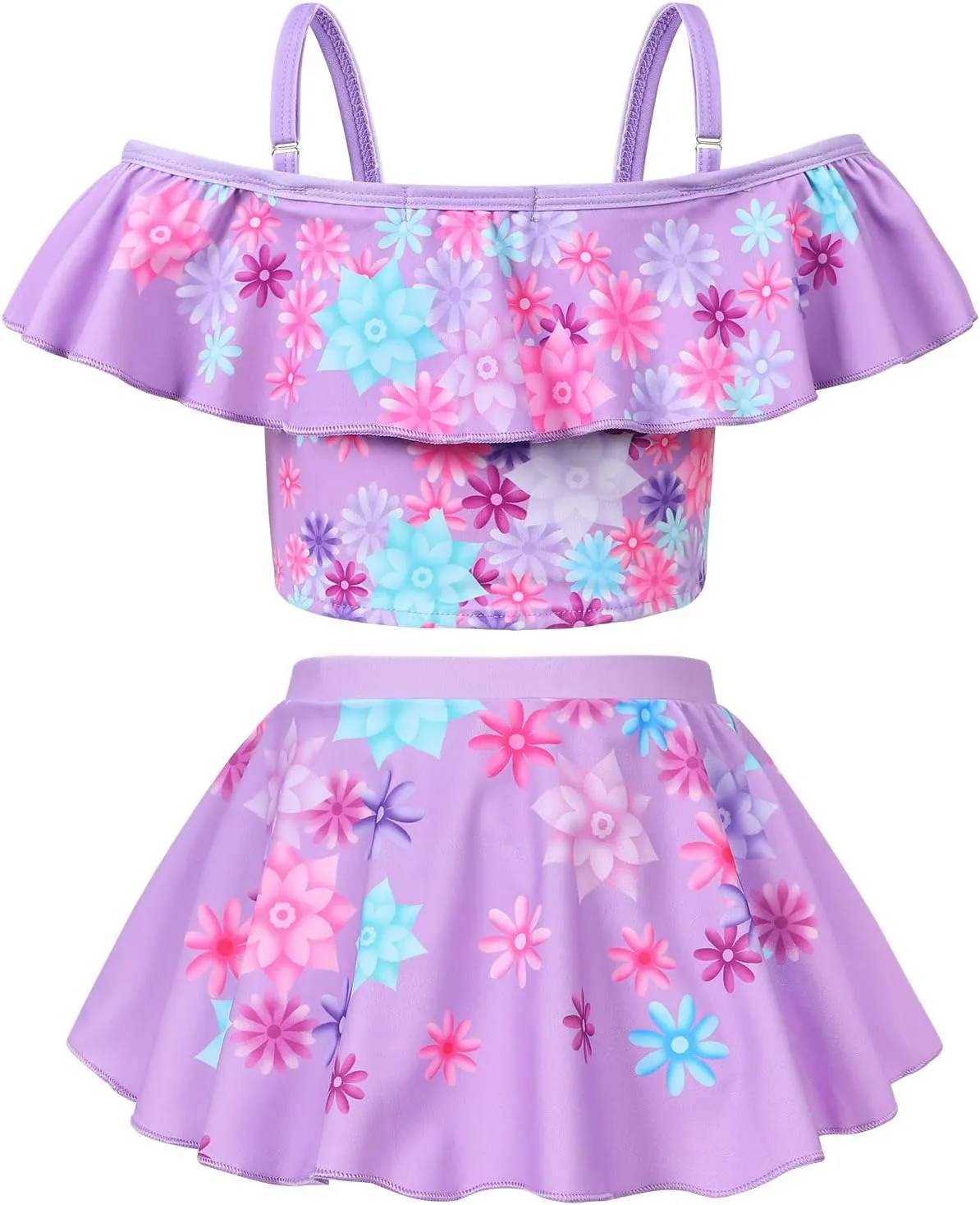 Jurebecia Girls 2 Pieces Swimsuit Princess Bikini Bathing Suit Tankini Magic Family Adventure Swimwear