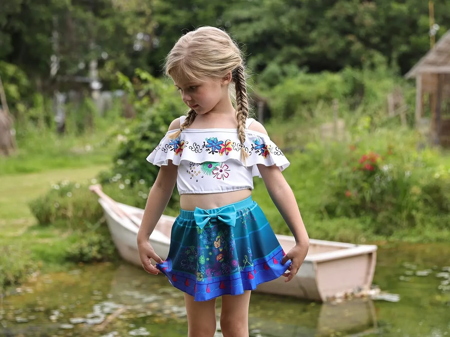 Jurebecia Girls 2 Pieces Swimsuit Princess Bikini Bathing Suit Tankini Magic Family Adventure Swimwear