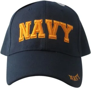 KYS, US Navy with Gold Block Navy Lettering on Front Baseball Hat, Blue