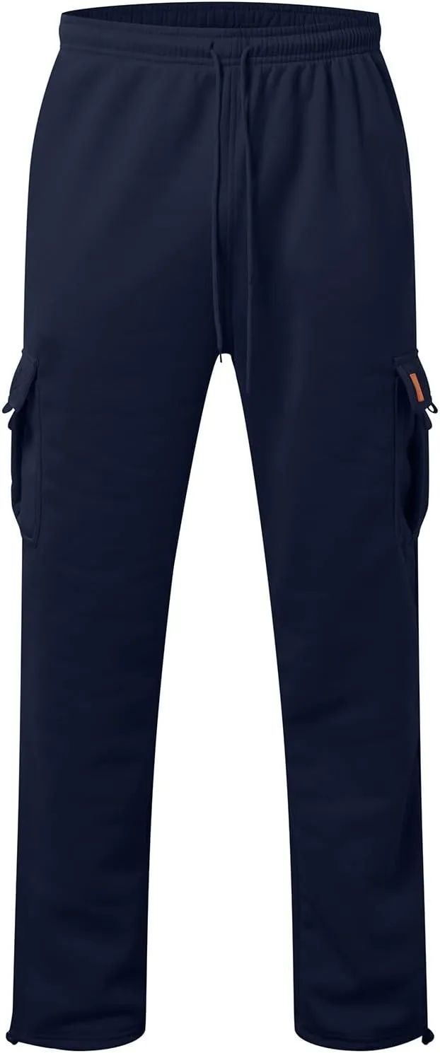 Mens Fleece Baggy Sweatpants Elastic Waist Heavyweight Joggers Pants with Pocket Loose Wide Leg Trousers Sweat Pants