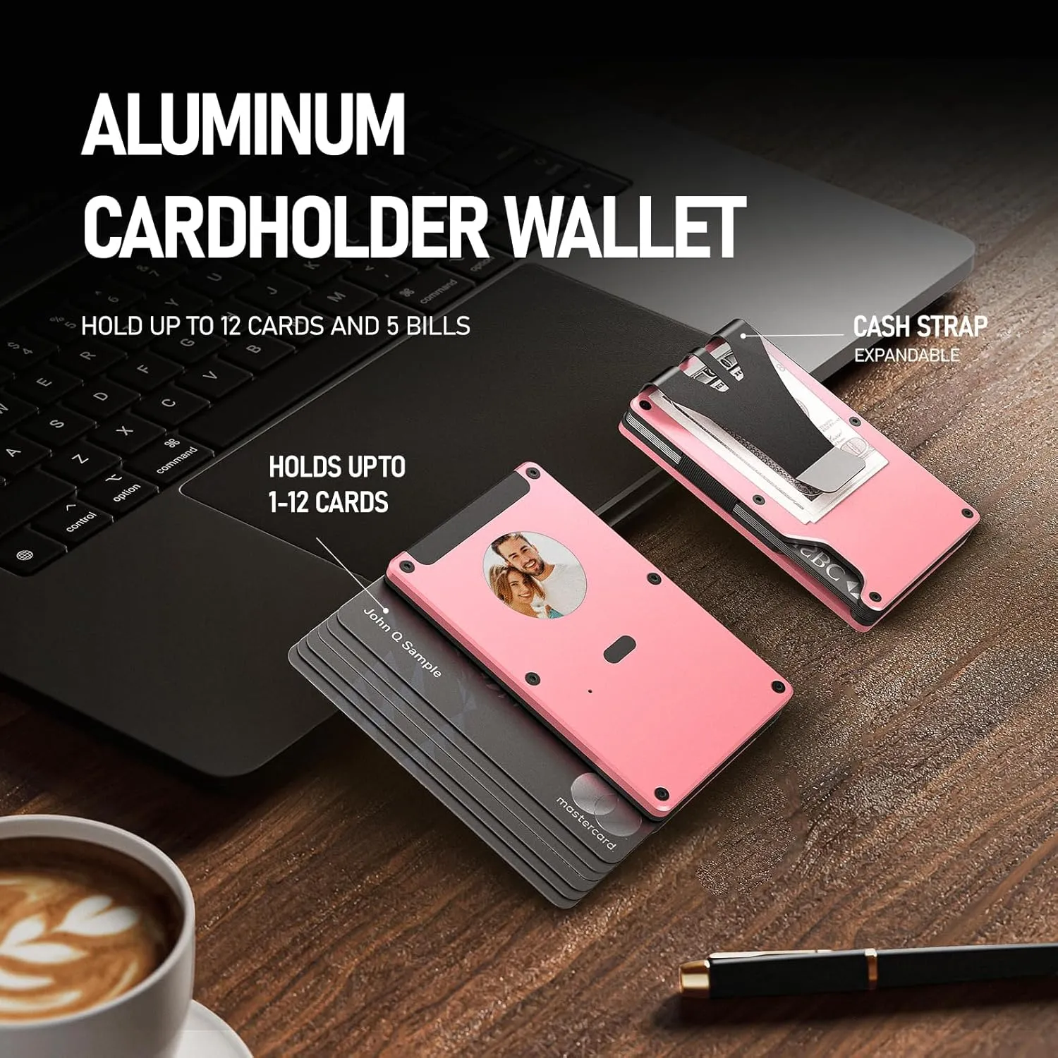 Metal Smart Wallet with E-Ink Display & Built-in Find My Chip(iOS Only), RFID Blocking Minimalist Card Holder for Men, Custom Image/QR via App (iOS & Android), Gift for Husband/Friend