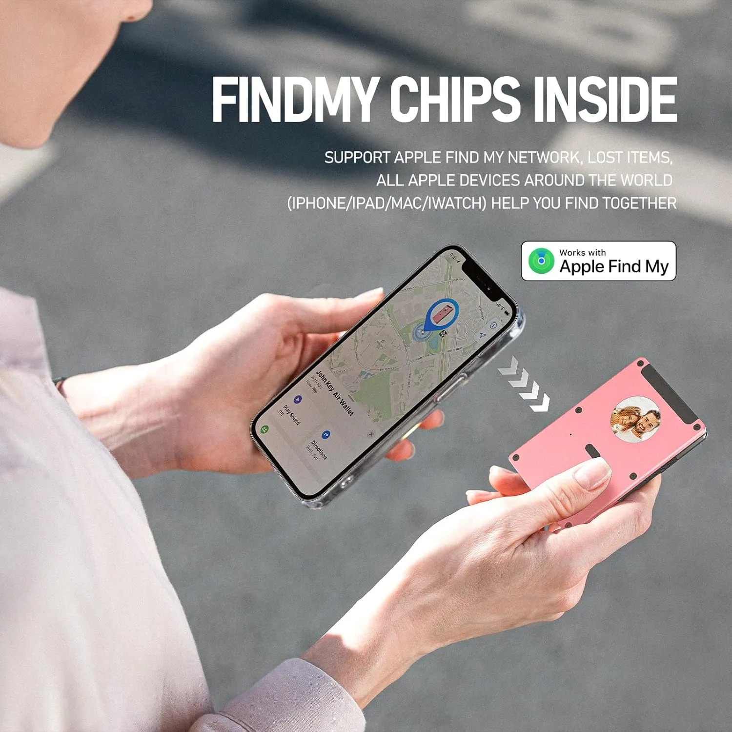 Metal Smart Wallet with E-Ink Display & Built-in Find My Chip(iOS Only), RFID Blocking Minimalist Card Holder for Men, Custom Image/QR via App (iOS & Android), Gift for Husband/Friend