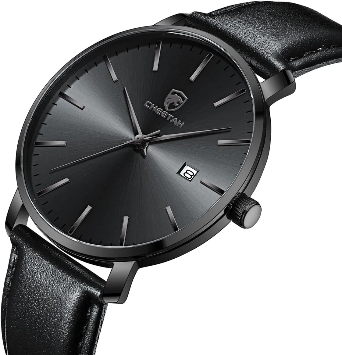 Minimalist Waterproof Quartz Watches for Men with Leather Strap, Auto Date