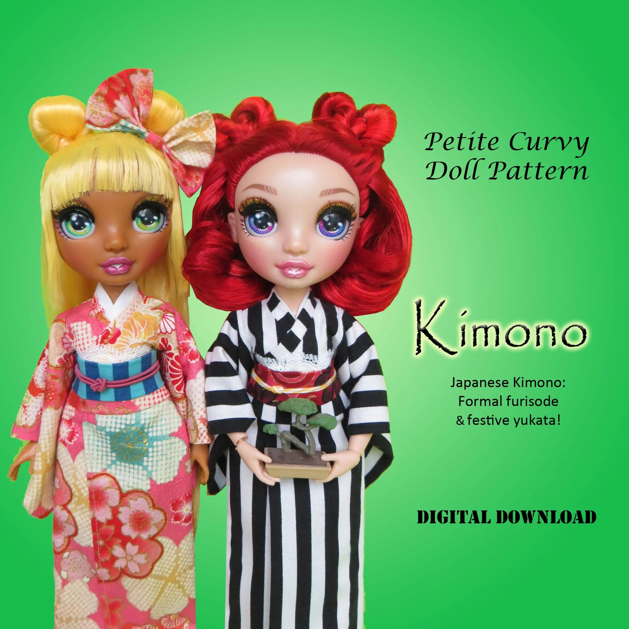 PC 11" Fashion Doll Lunar New Year Bargain Bundle - Chinese Qipao, Japanese Kimono, Korean Hanbok dresses - Downloadable RAD Doll Clothes PDF Sewing Patterns