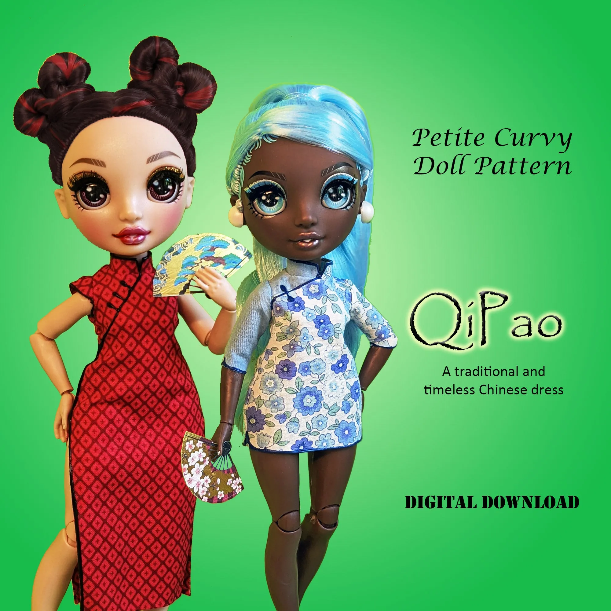 PC 11" Fashion Doll Lunar New Year Bargain Bundle - Chinese Qipao, Japanese Kimono, Korean Hanbok dresses - Downloadable RAD Doll Clothes PDF Sewing Patterns