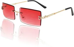 Rectangle Sunglasses for Women Men Fashion Retro Rimless Frameless Tinted Lens Sun Glasses Shades 2025 Stylish