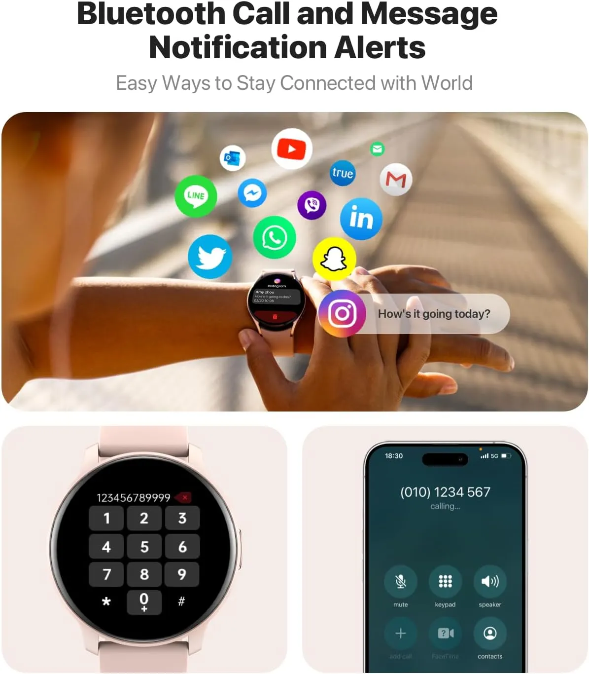 Smart Watch, HD Smartwatch for Men Women (Answer/Make Calls), Fitness Watch with 100  Sport Modes, IP68 Waterproof/Heart Rate/Sleep Monitor, Activity Trackers for iOS/Android