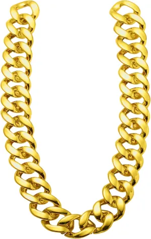 Spooktacular Creations Chunky Fake Gold Chain for Hip Hop Rapper Costume Jewelry, Fake Plastic Gold Necklace Accessories for 80s 90s Men Women Halloween Costume Dress Up Party Props