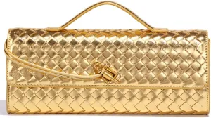 Trendy Woven Evening Clutch Purses Women Underarm Shoulder Handbag Cute Satchels Crossbody Purse PU Leather Wallet