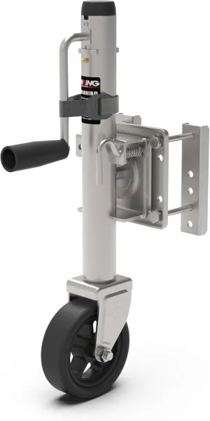 Upgraded Spoke Wheel Trailer Jack, 10" Vertical Movement, 1500 lbs, for RV, Boat, Trailer and More, Black, Silver