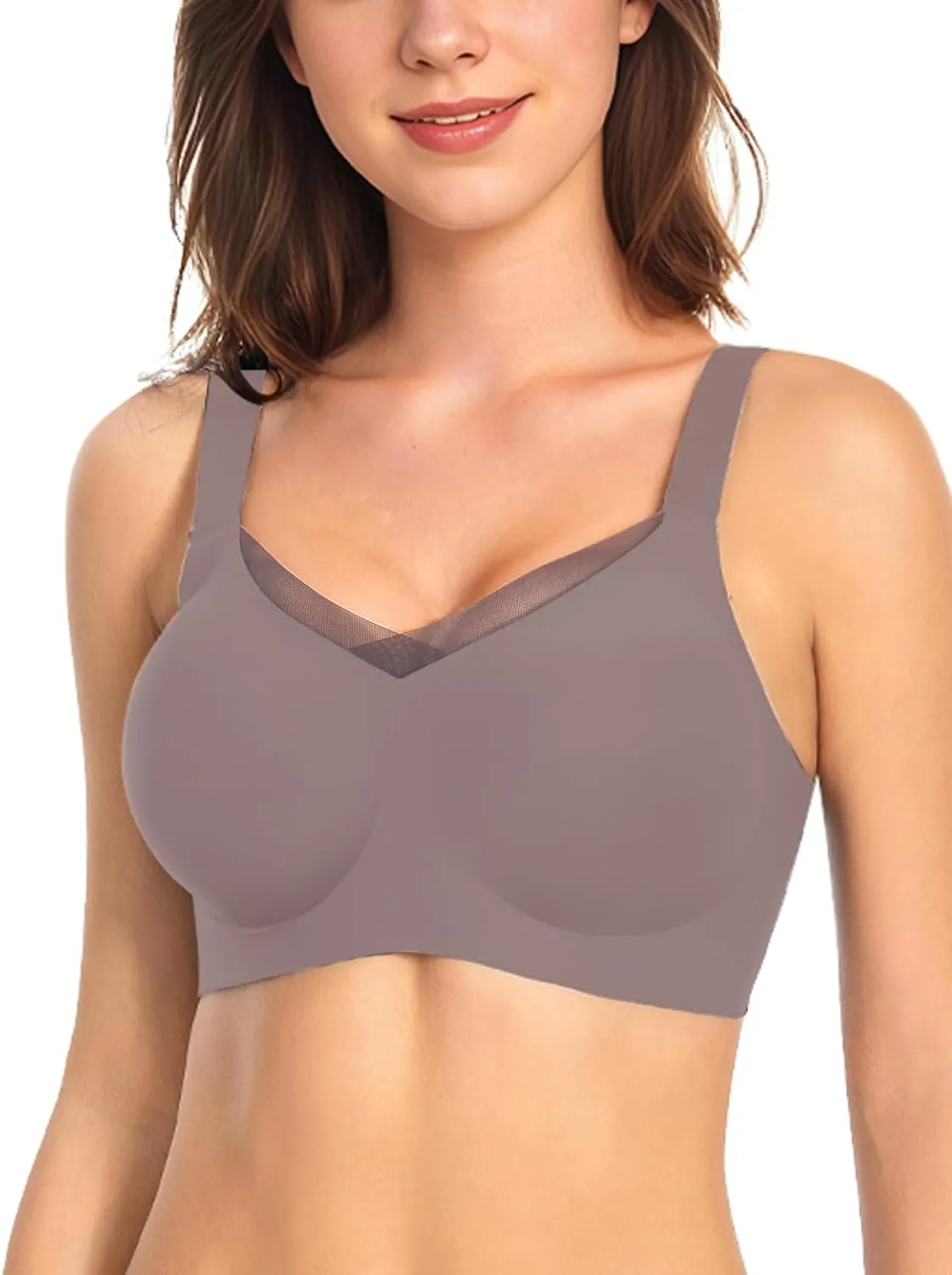 Vinfact Womens V Lace Wireless Seamless Bras No Underwire Comfort Push Up Bras Supportive Full Coverage Bralettes T Shirt Bra