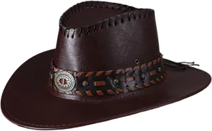 Vintage Western Cowboy Hat for Men Women - Wide Brim Cowgirl Fedora Hats Wide Brim Felt Cowboy Hat for Women Men
