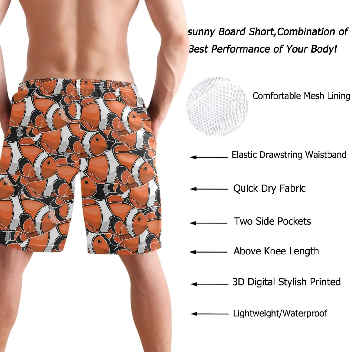 visesunny Men Swim Trunks Swimming Beach Surfing Board Shorts Swimwear Quick Dry Mesh Lining Bathing Suits with Pockets