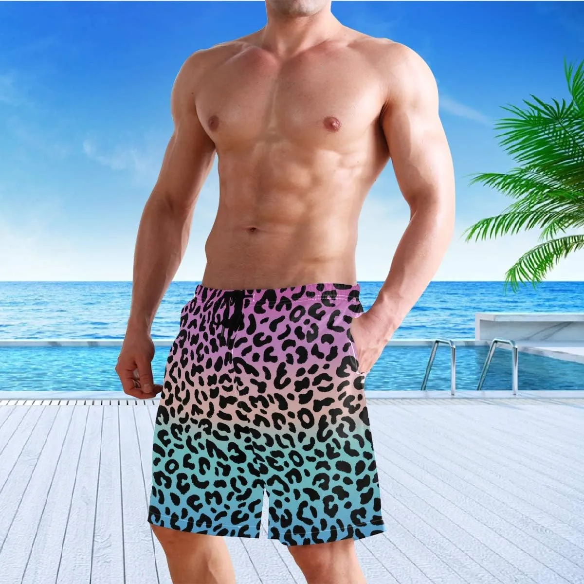 visesunny Men Swim Trunks Swimming Beach Surfing Board Shorts Swimwear Quick Dry Mesh Lining Bathing Suits with Pockets