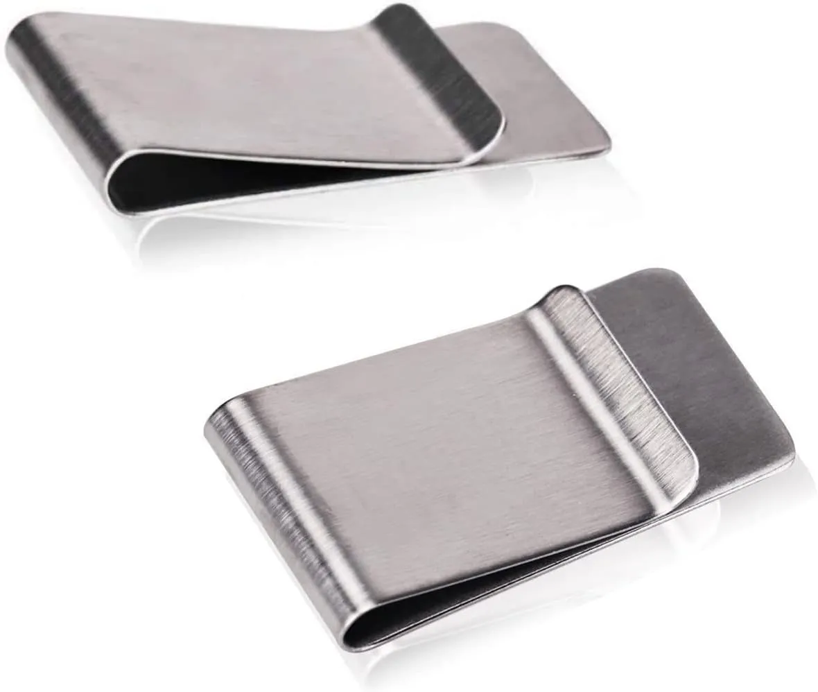 WAFJAMF Small Men's Slim Money Clip Stainless Steel Credit Business Card Holder Pocket Cash Wallet